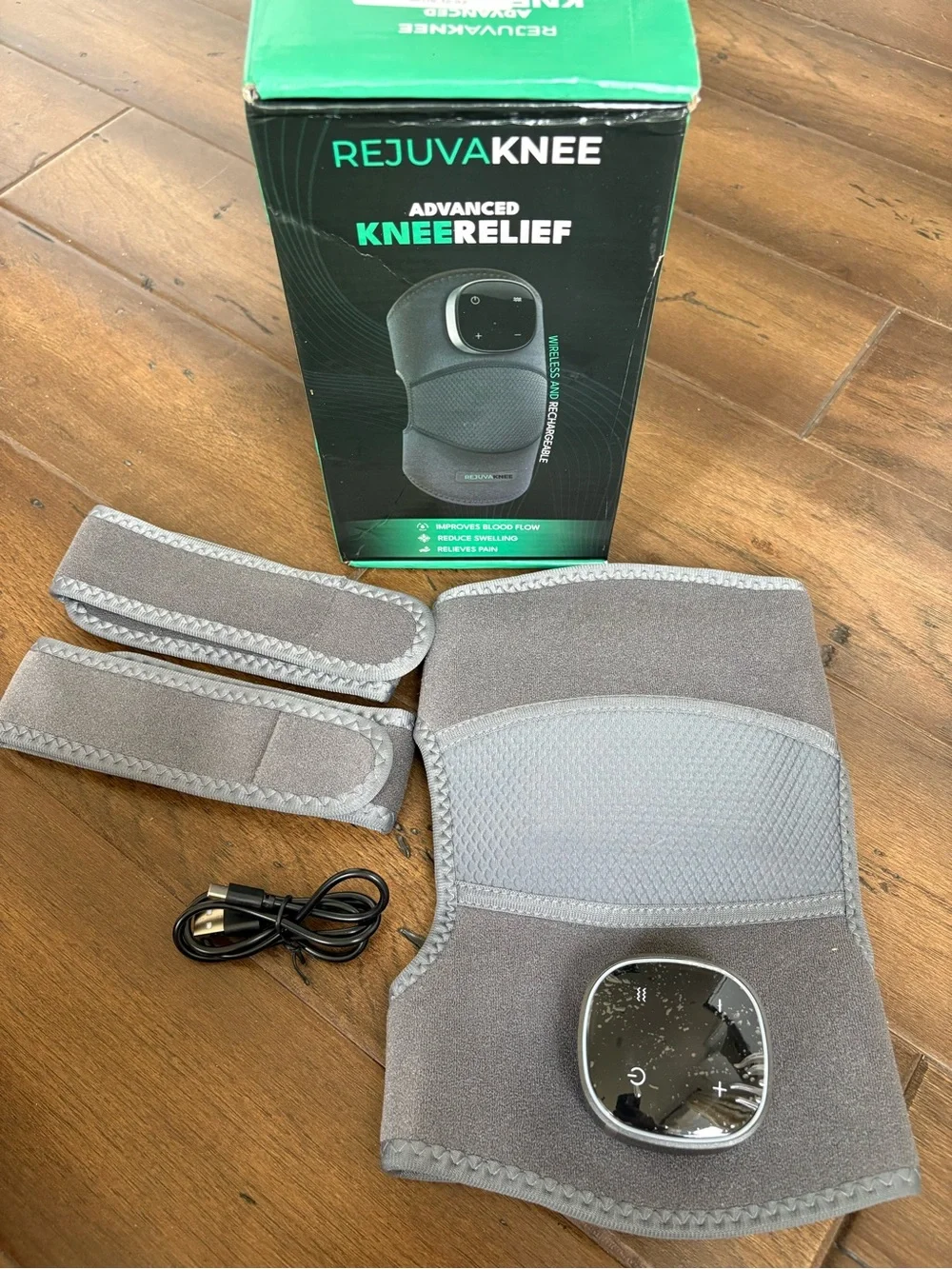RejuvaKnee Advanced Knee Relief Brace Wireless Rechargeable Heat Therapy New